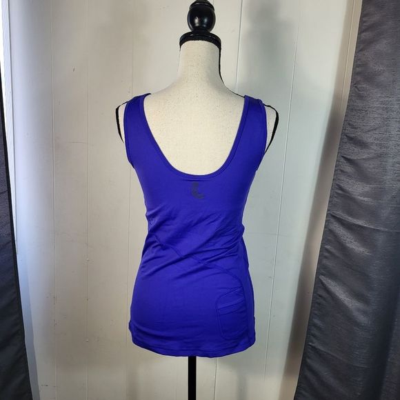LOLE Purple Double Scoop Neck Fitted Coolmax Athletic Sports Tank Size Medium - Picture 2 of 4